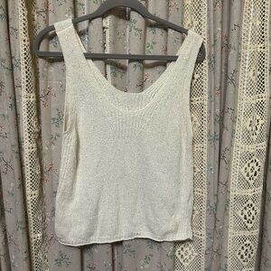 3/$30 Madewell V-Neck Cream Sweater Knit Tank Sleeveless Size XS